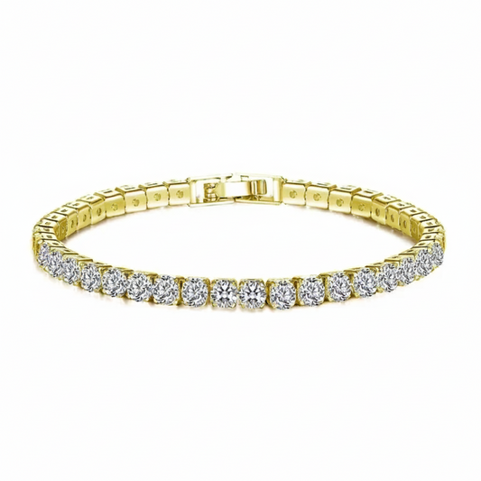 Gold bracelet with diamonds on a white background