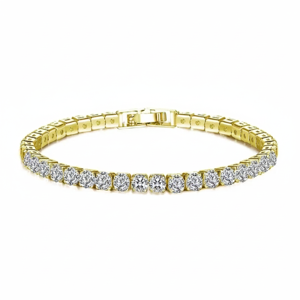 Gold bracelet with diamonds on a white background