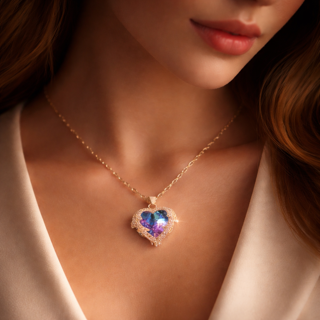 Multicolor Heart Gold Necklace