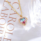 Multicolor Heart Gold Necklace