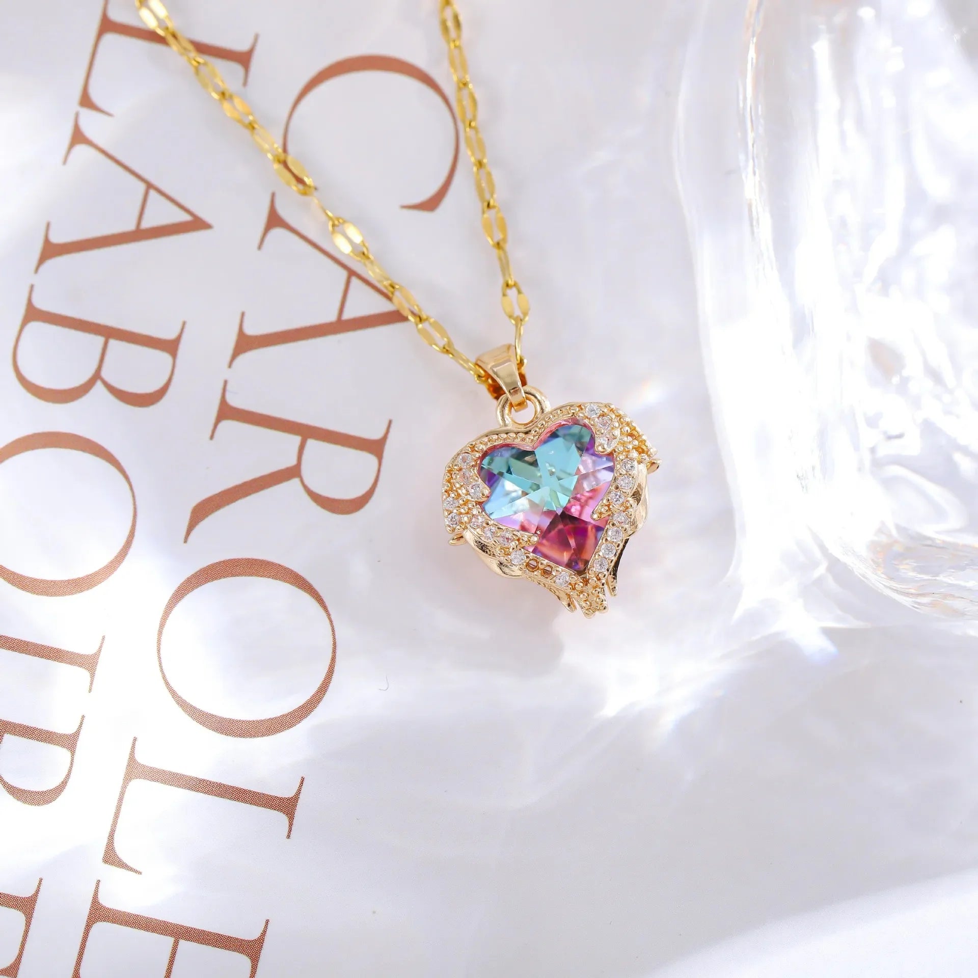 Multicolor Heart Gold Necklace