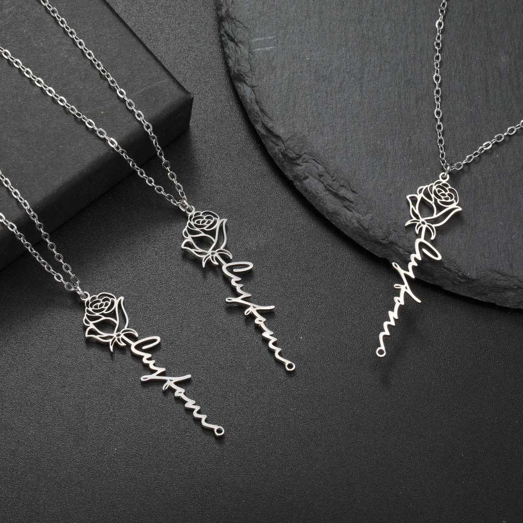 Rose Name Necklace