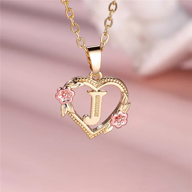Initial Heart Pendant Necklace