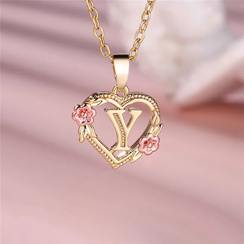 Initial Heart Pendant Necklace