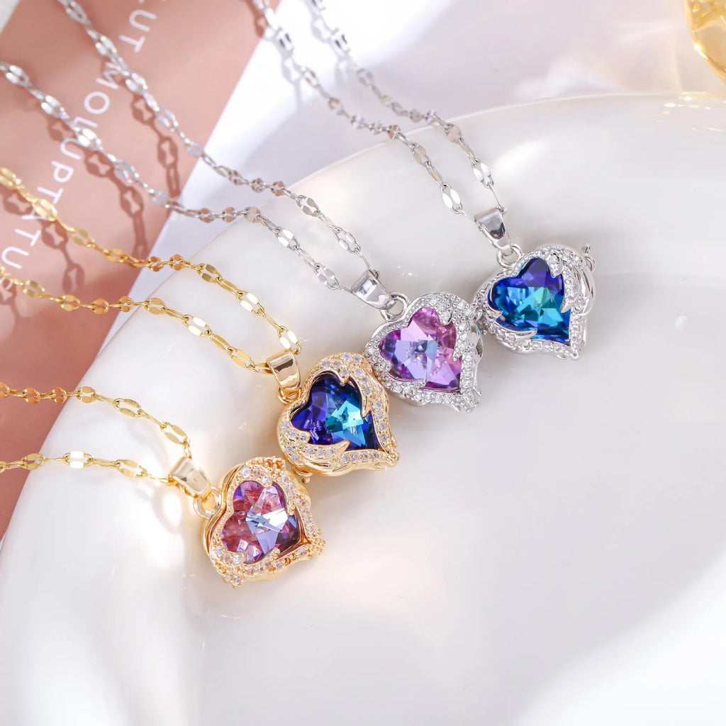 Multicolor Heart Gold Necklace