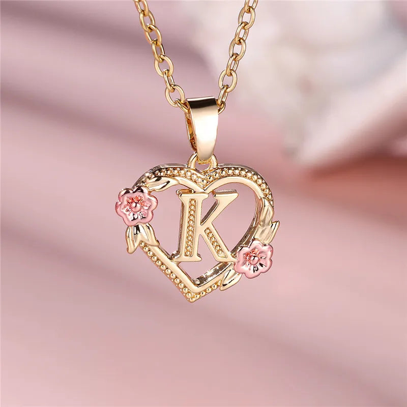 Initial Heart Pendant Necklace