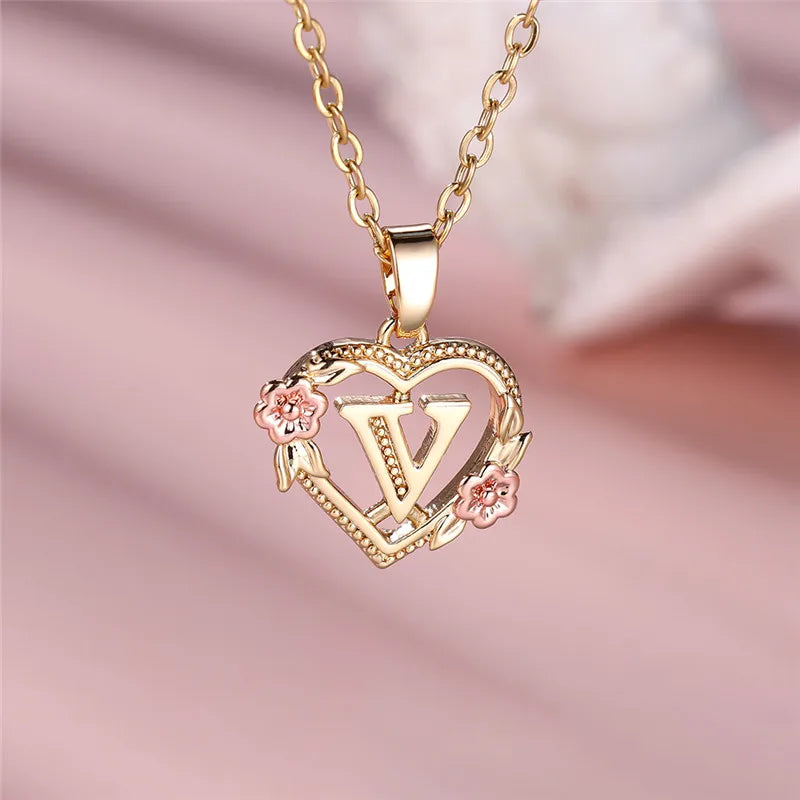 Initial Heart Pendant Necklace