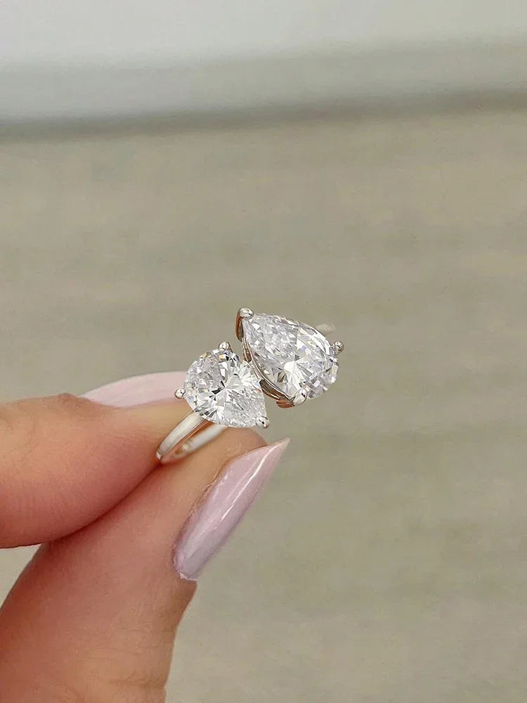 Two-Stone Pear Cut Diamonds Engagement Ring