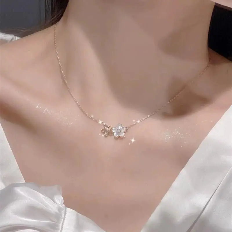 Rose Gold Cherry Blossom Necklace
