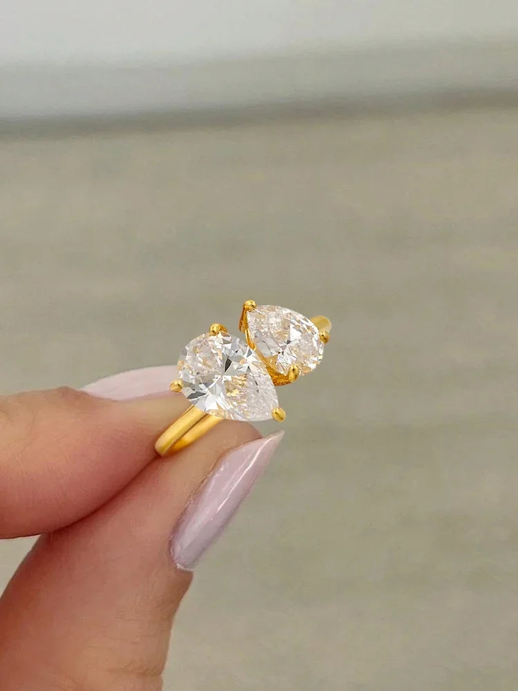 Two-Stone Pear Cut Diamonds Engagement Ring