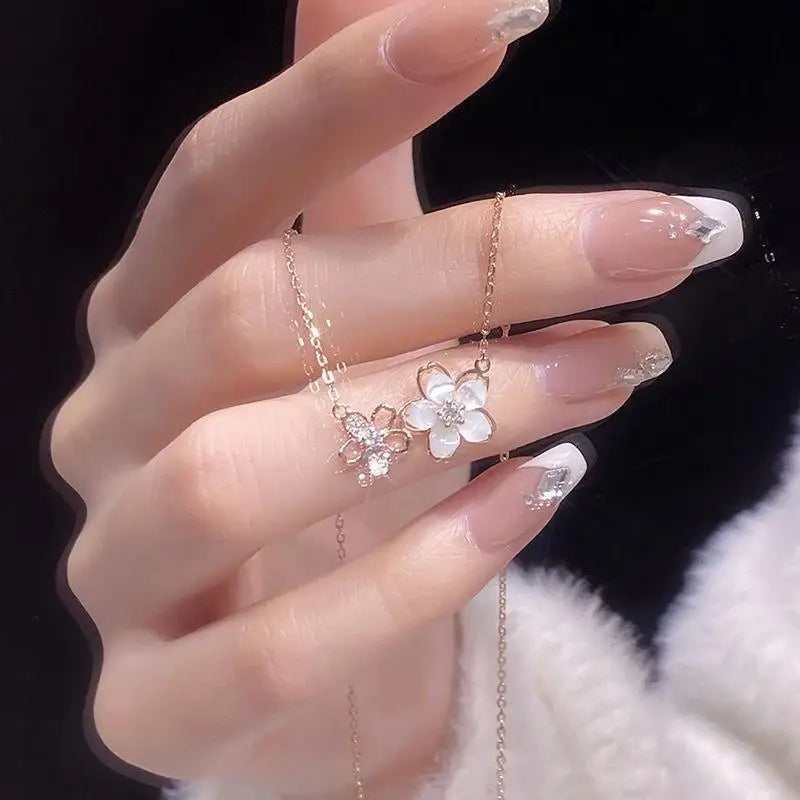 Rose Gold Cherry Blossom Necklace
