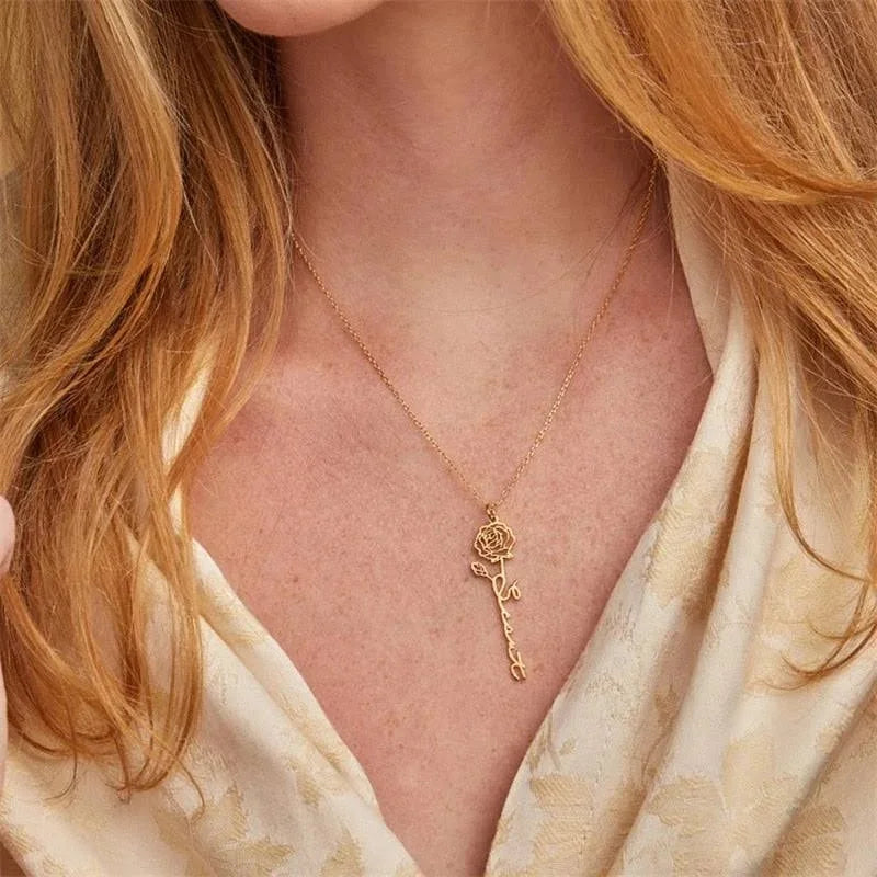 Rose Name Necklace