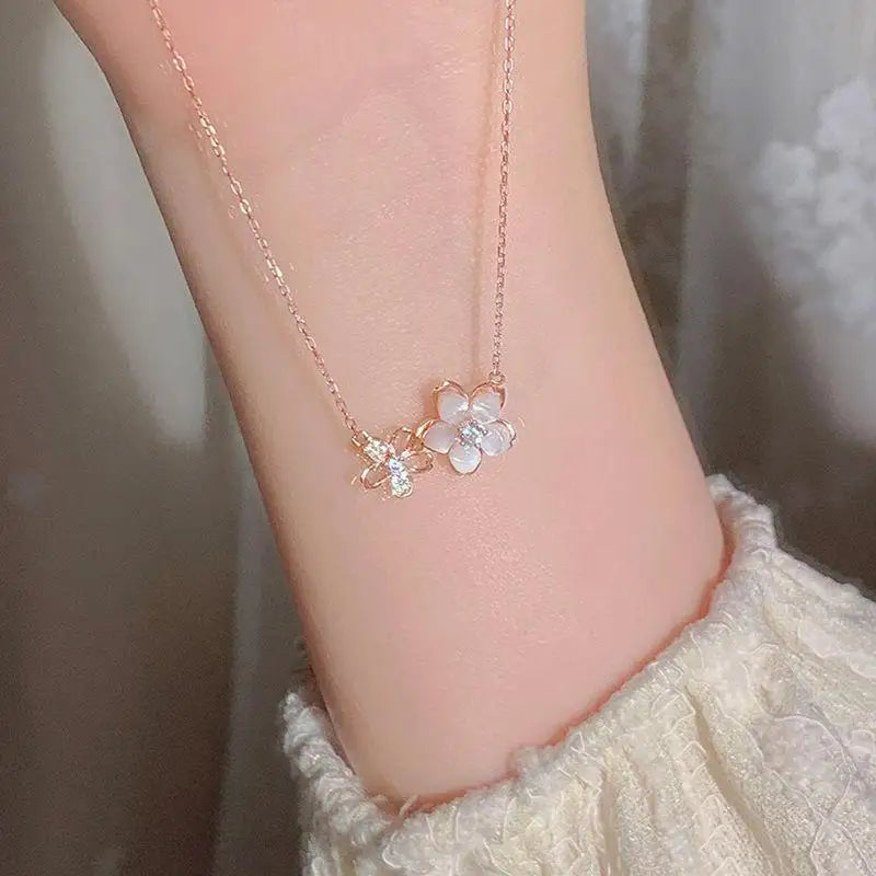 Rose Gold Cherry Blossom Necklace