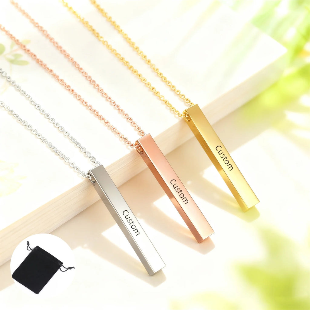 Personalized Vertical Bar Necklace