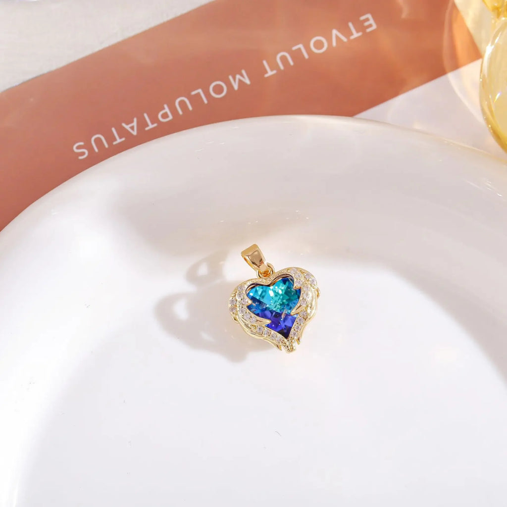 Multicolor Heart Gold Necklace