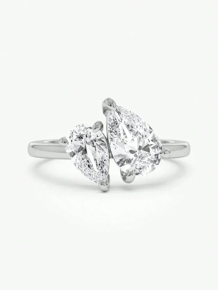 Two-Stone Pear Cut Diamonds Engagement Ring