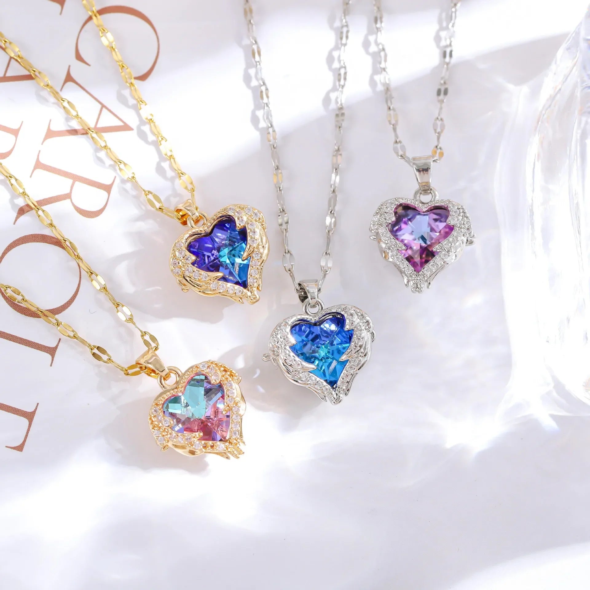 Multicolor Heart Gold Necklace