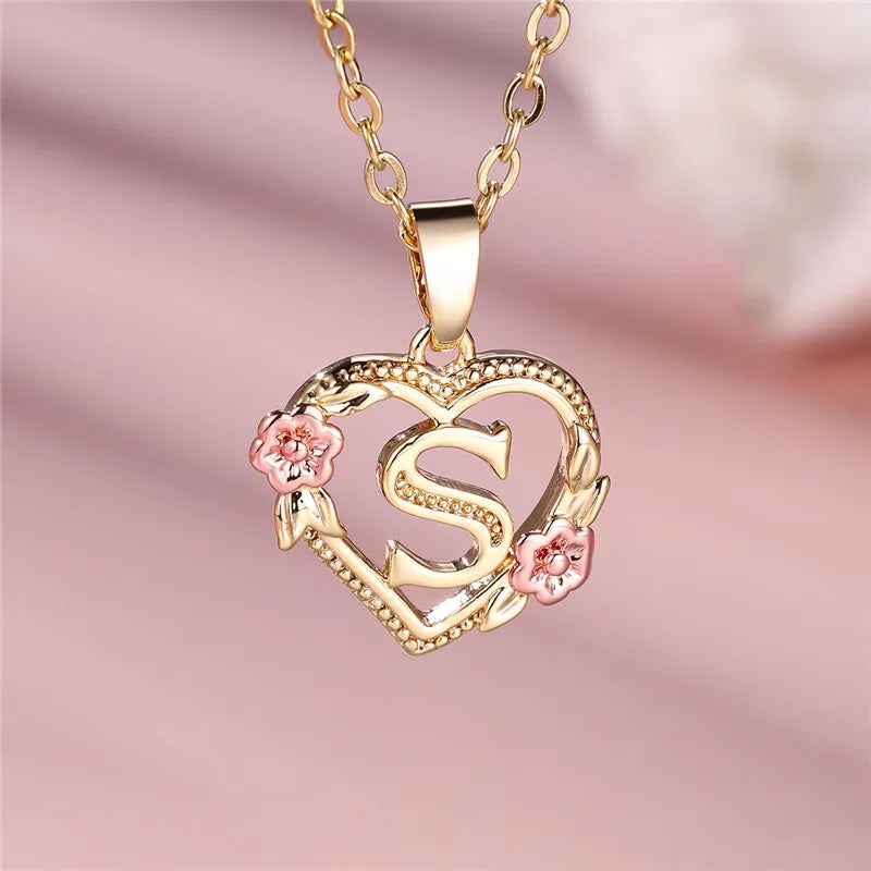 Initial Heart Pendant Necklace